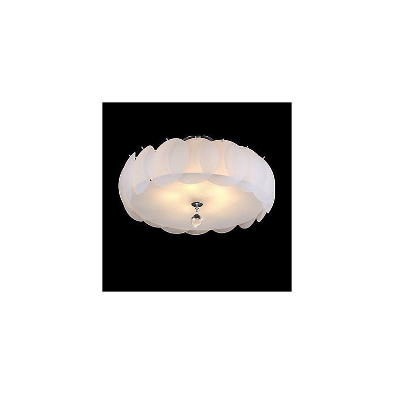 Lampadario moderno in vetro bianco a 5 luci, a montaggio a filo