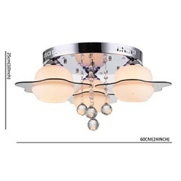 Plafoniera a filo moderna/contemporanea 3 luci cromo con dettagli rossi e blu