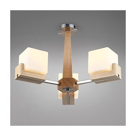 Plafoniera a filo mini moderna contemporanea in legno/bambù, 2 lampadine E26/E27