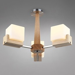 Plafoniera a filo mini moderna contemporanea in legno/bambù, 2 lampadine E26/E27