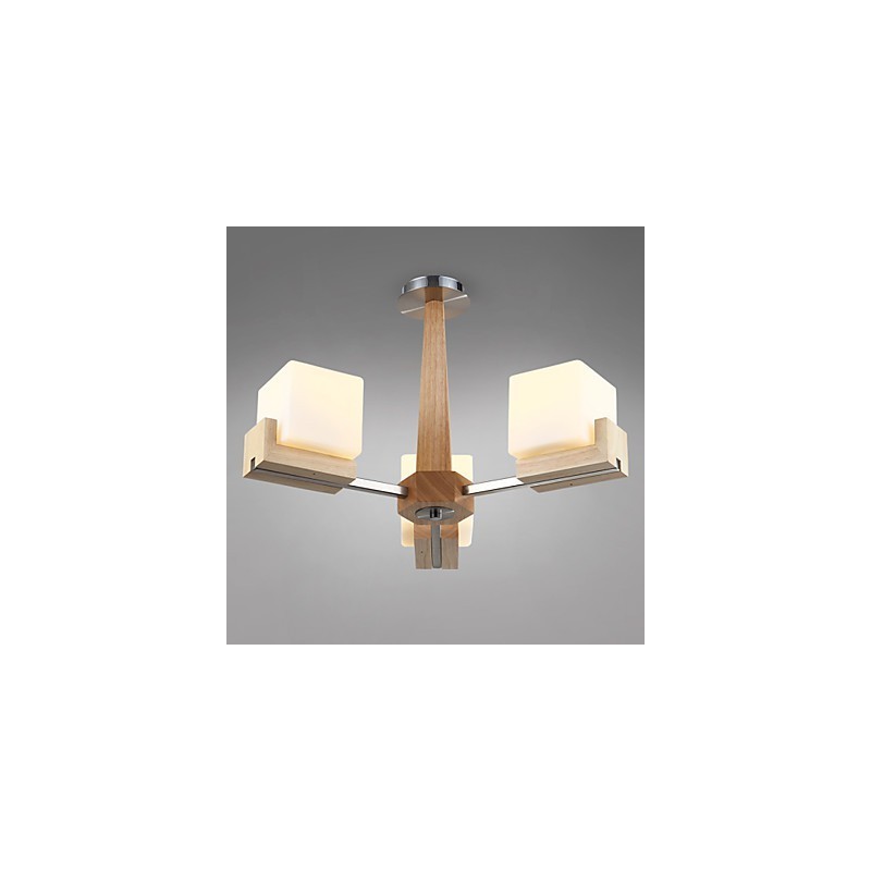 Plafoniera a filo mini moderna contemporanea in legno/bambù, 2 lampadine E26/E27