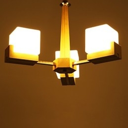 Plafoniera a filo mini moderna contemporanea in legno/bambù, 2 lampadine E26/E27