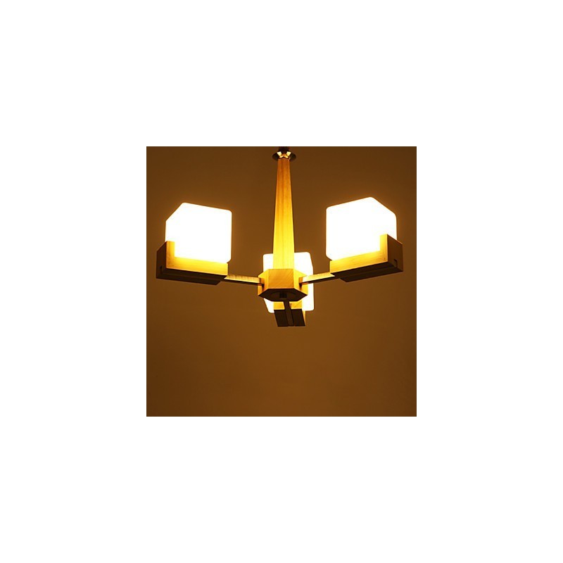 Plafoniera a filo mini moderna contemporanea in legno/bambù, 2 lampadine E26/E27