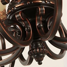 Lampadario vintage in metallo dipinto a mano con motivo isola di campagna, montaggio a filo