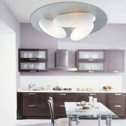 Plafoniera a filo moderna a 3 luci G9 cromo vetro D17,55 × H4,29 pollici