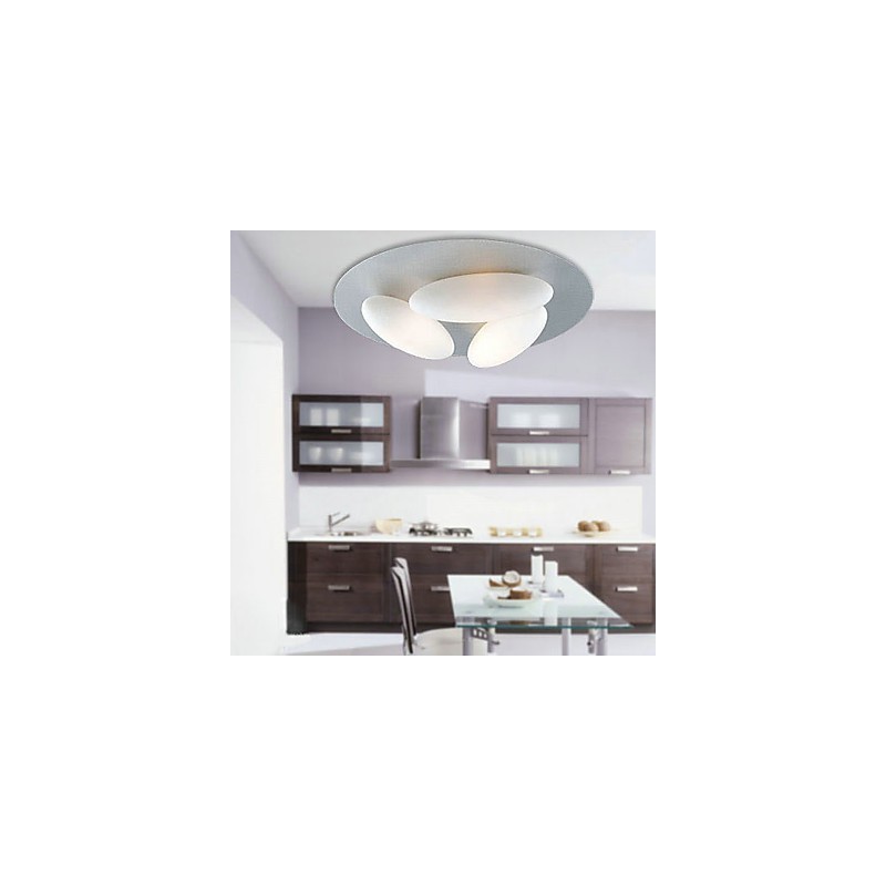 Plafoniera a filo moderna a 3 luci G9 cromo vetro D17,55 × H4,29 pollici