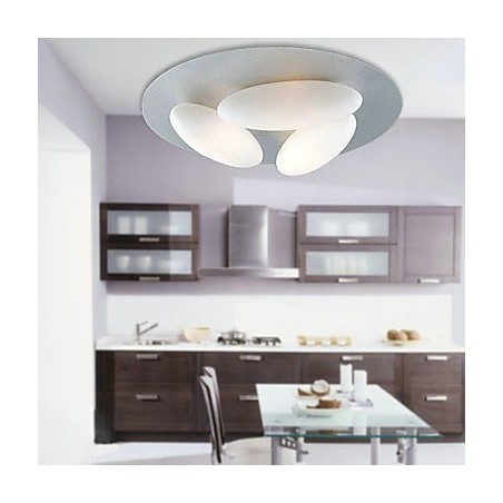 Plafoniera a filo moderna a 3 luci G9 cromo vetro D17,55 × H4,29 pollici