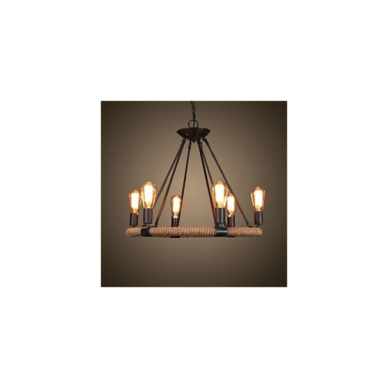 Lampadario a sospensione in metallo nero dipinto stile retrò vintage rustico classico