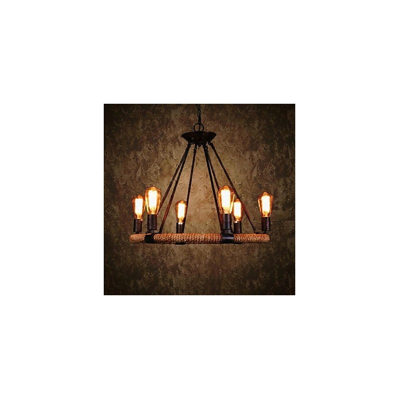 Lampadario a sospensione in metallo nero dipinto stile retrò vintage rustico classico