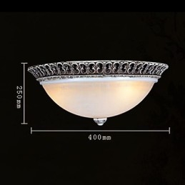 Plafoniera da soffitto a filo in vetro bianco e resina marrone scuro, intaglio classico europeo