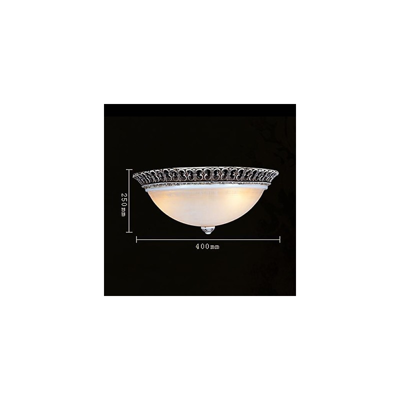 Plafoniera da soffitto a filo in vetro bianco e resina marrone scuro, intaglio classico europeo