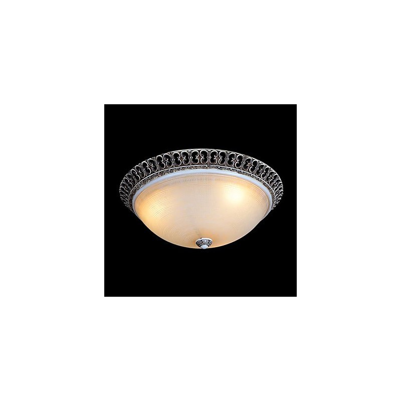 Plafoniera da soffitto a filo in vetro bianco e resina marrone scuro, intaglio classico europeo