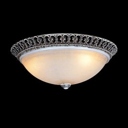 Plafoniera da soffitto a filo in vetro bianco e resina marrone scuro, intaglio classico europeo