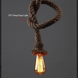 Lampada a sospensione in corda di canapa 1 luce rustica marrone, 150 cm