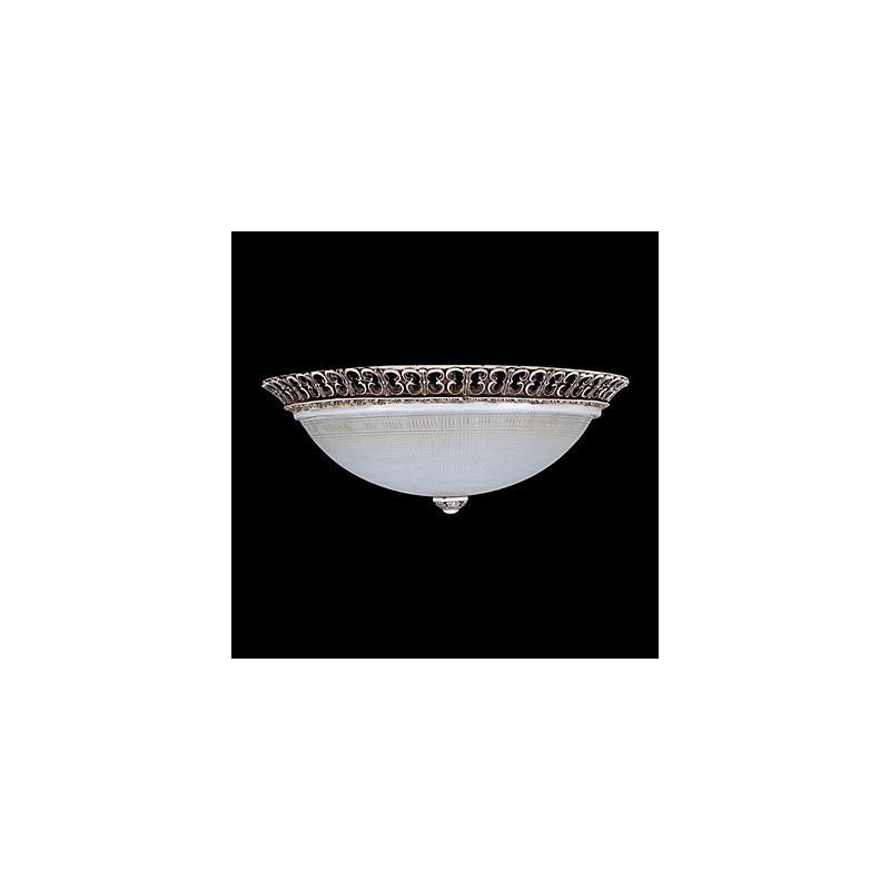 Plafoniera da soffitto a filo in vetro bianco e resina marrone scuro, intaglio classico europeo