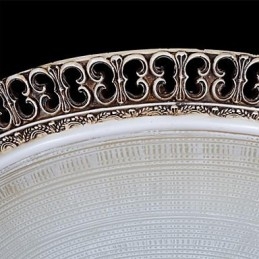 Plafoniera da soffitto a filo in vetro bianco e resina marrone scuro, intaglio classico europeo