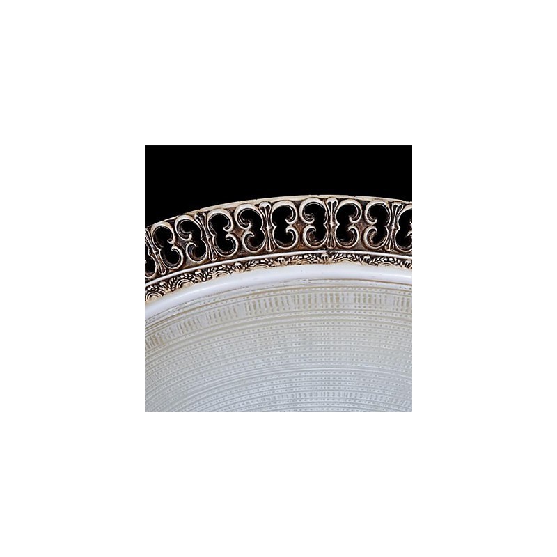 Plafoniera da soffitto a filo in vetro bianco e resina marrone scuro, intaglio classico europeo