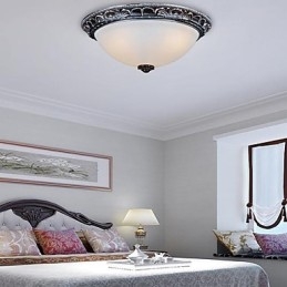 Plafoniera da soffitto in vetro e resina argento intagliata retrò classica europea
