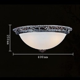 Plafoniera da soffitto in vetro e resina argento intagliata retrò classica europea