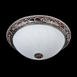 Plafoniera da soffitto in vetro e resina argento intagliata retrò classica europea