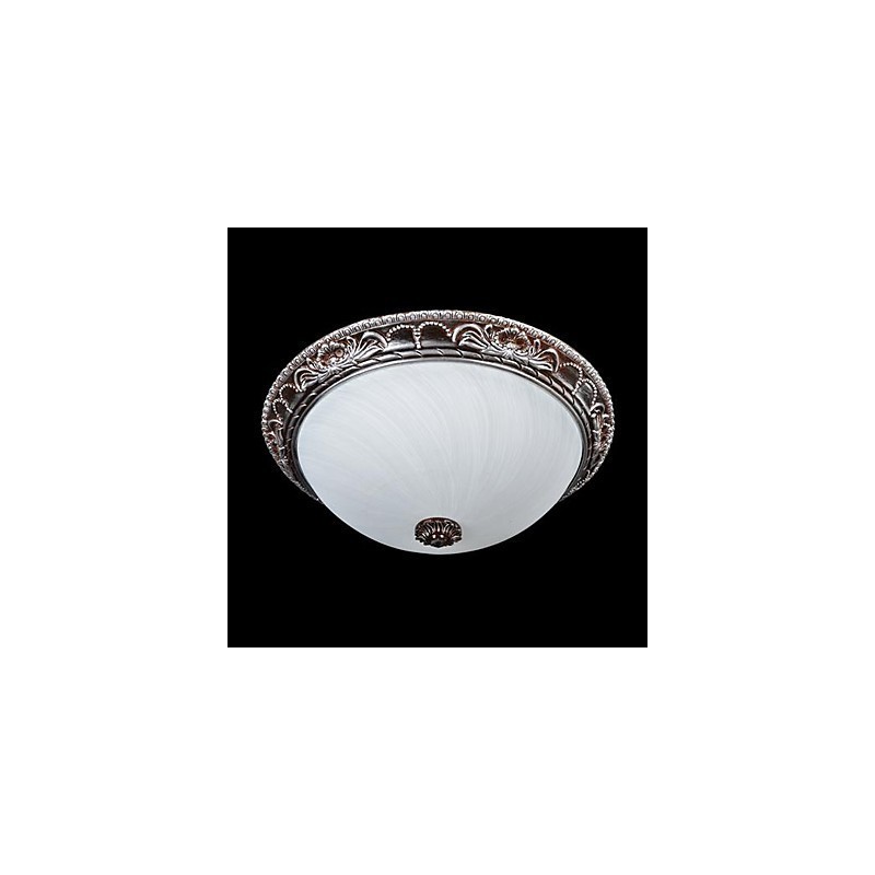 Plafoniera da soffitto in vetro e resina argento intagliata retrò classica europea