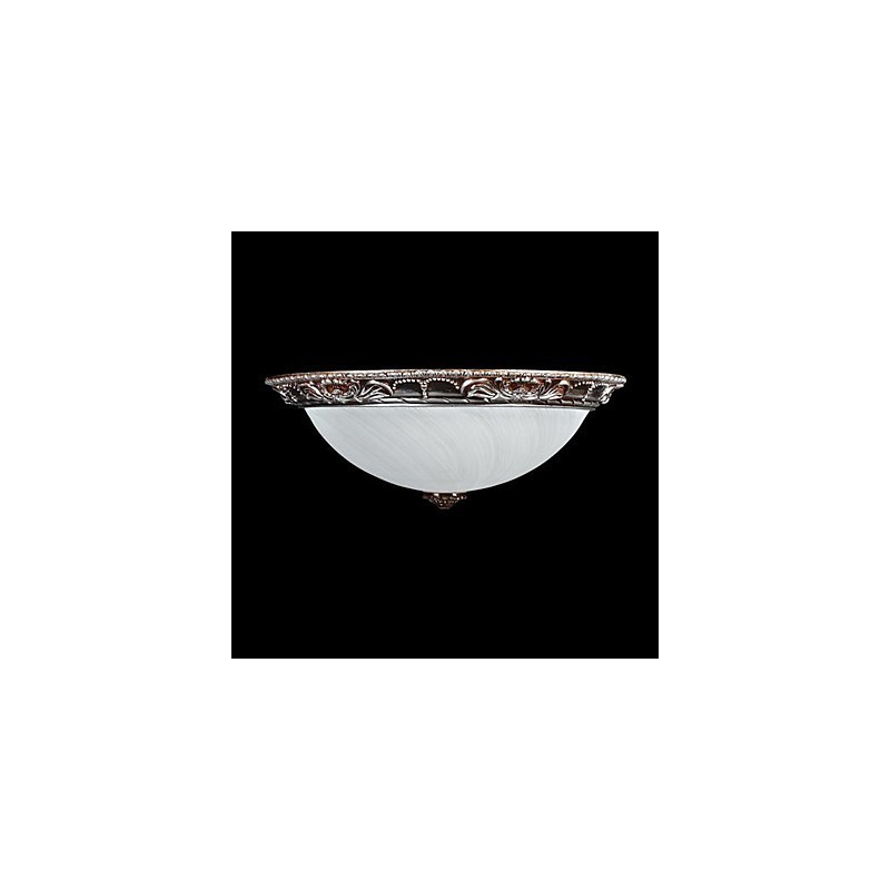 Plafoniera da soffitto in vetro e resina argento intagliata retrò classica europea