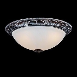 Plafoniera da soffitto in vetro e resina argento intagliata retrò classica europea