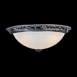 Plafoniera da soffitto in vetro e resina argento intagliata retrò classica europea