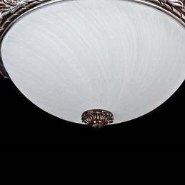 Plafoniera da soffitto in vetro e resina argento intagliata retrò classica europea