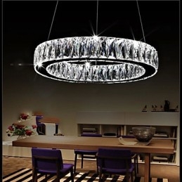 Lampadario moderno a anello singolo in cristallo K9, argento, 50 cm