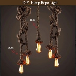 Lampada a sospensione in corda di canapa 1 luce rustica marrone, 150 cm