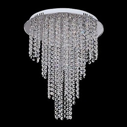 Plafoniera in cristallo a 8 luci in metallo galvanizzato contemporanea