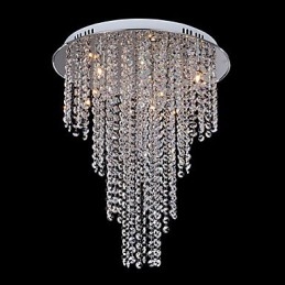 Plafoniera in cristallo a 8 luci in metallo galvanizzato contemporanea