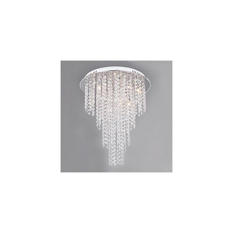 Plafoniera in cristallo a 8 luci in metallo galvanizzato contemporanea