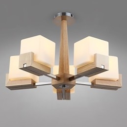 Plafoniera a filo moderna mini in bambù e legno, gialla, 2 luci E26/E27