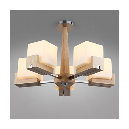 Plafoniera a filo moderna mini in bambù e legno, gialla, 2 luci E26/E27