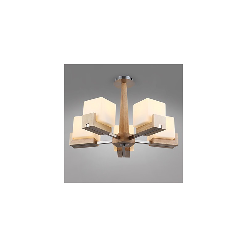 Plafoniera a filo moderna mini in bambù e legno, gialla, 2 luci E26/E27