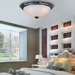 Plafoniera da soffitto in vetro bianco e resina argento intagliata retrò classica europea