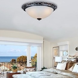 Plafoniera da soffitto in vetro bianco e resina argento intagliata retrò classica europea