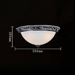 Plafoniera da soffitto in vetro bianco e resina argento intagliata retrò classica europea