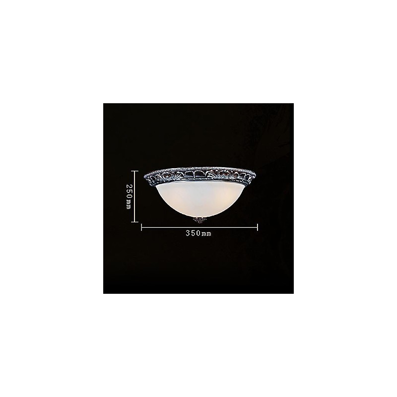 Plafoniera da soffitto in vetro bianco e resina argento intagliata retrò classica europea