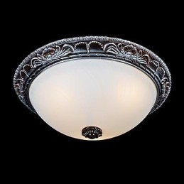 Plafoniera da soffitto in vetro bianco e resina argento intagliata retrò classica europea