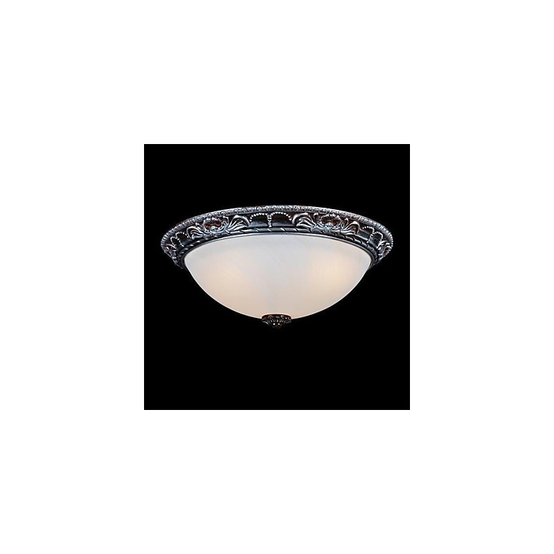 Plafoniera da soffitto in vetro bianco e resina argento intagliata retrò classica europea