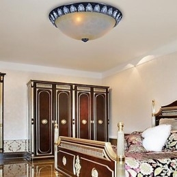 Plafoniera da soffitto in vetro e resina argento intagliata stile classico europeo