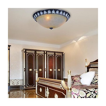Plafoniera da soffitto in vetro e resina argento intagliata stile classico europeo