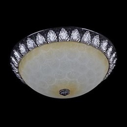 Plafoniera da soffitto in vetro e resina argento intagliata stile classico europeo