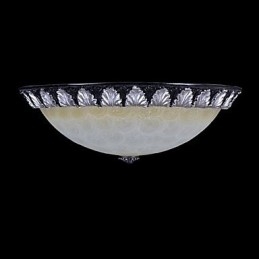 Plafoniera da soffitto in vetro e resina argento intagliata stile classico europeo