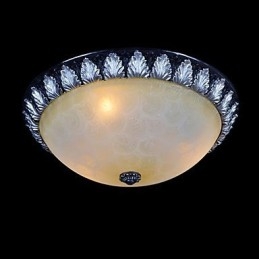 Plafoniera da soffitto in vetro e resina argento intagliata stile classico europeo