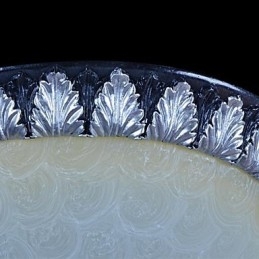 Plafoniera da soffitto in vetro e resina argento intagliata stile classico europeo