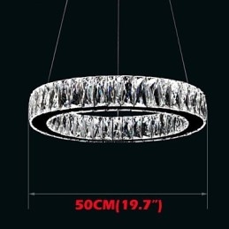 Lampadario moderno a anello singolo in cristallo K9, argento, 50 cm
